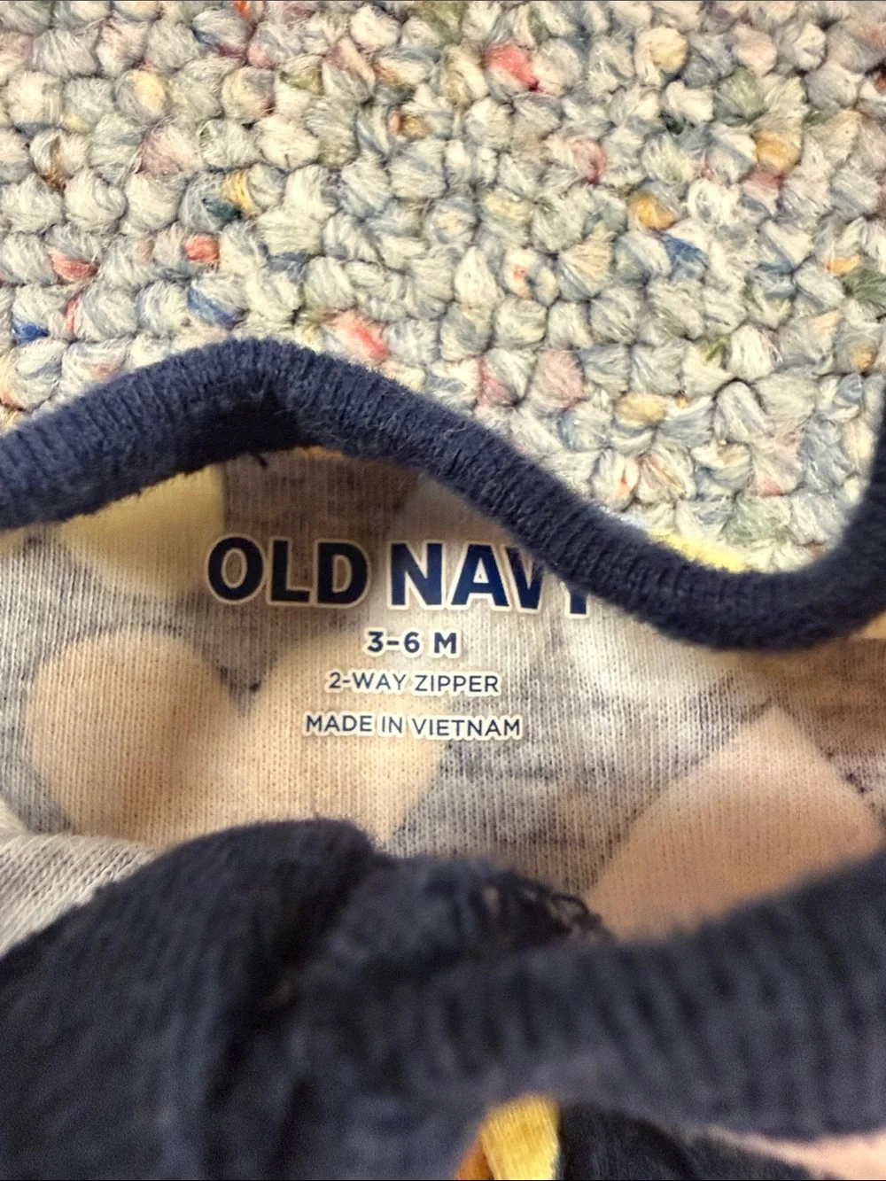 Old Navy Navy Blue Kids Heart-Print Fleece Footed Pajamas 3-6M EUC